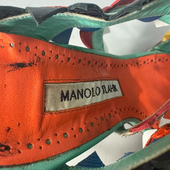 Manolo Blahnik Watersnake Arpege Sandals, Size 37 - Picture 14 of 14